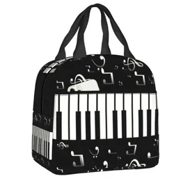 ピアノランチバッグ付きのカスタムノートメモ女性クーラークーラー子供向け学校の仕事のピクニックフードトートバッグ240226