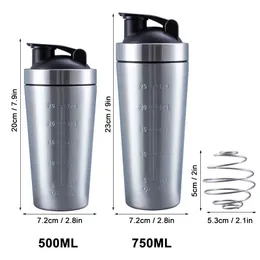 Aço inoxidável proteína shaker copo portátil fitness esportes caneca nutrição liquidificador copo garrafas de água copo portátil shakers 240306
