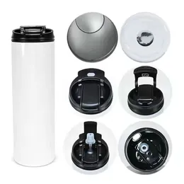 US Local warehouse 20oz regular sublimation tumbler straight skinny tumblers with black 2 in 1 lid carrying sippy lid stainless st264D