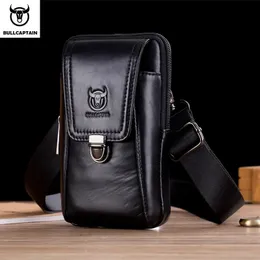 BULLCAPTAIN Echtes Leder Vintage Taille Packs Männer Reise Fanny-Pack Gürtel Bum Schulter Tasche Taille Tasche Handy Tasche 240307