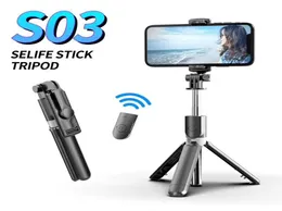 S03 K07 360 درجة Selfie Monopods Tripods Stand Selfie Stick Bluetooth Monopod لنظام iOS Android Smart Smart Desktop حامل ترايبود 4334203