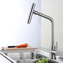 Kitchen Faucets BAKALA High Quality 304 Stainless Steel Rotary Faucet And Cold Lead Free Drawing Wash Basin Sink 360 Swivel Mixer