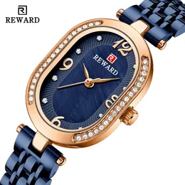 REWARD Exquisite Minimalist Women Watch Luxury Fashion Stain Steel Ladies Waterproof Quartz Wristwatch Rose Gold Female Clock 240305