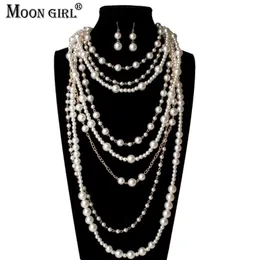 قلادات مون مون فتاة متعددة الطبقات محاكاة سلسلة لؤلؤة طويلة البيان العصري المجلد للنساء مجوهرات الأزياء 221102330F