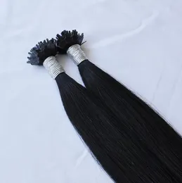 Grade 10A Double Drawn black Color 1 Hair Extensions Brazilian fan tip Remy Hair Straight 200g human Hair extensions6193317