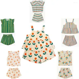 Kläder sätter barn set 2024 sommar strafina tc pojkar flickor t short shorts ins liten baby bomullstopp korta byxor barn tee slip tank