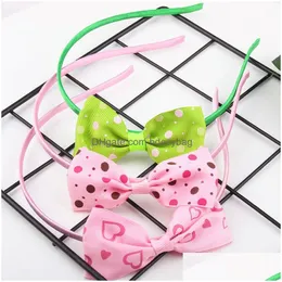 Stirnbänder Handgefertigte Herz-Bowknot-Haarbänder für Mädchen Kinder Einfarbig Party Club Dekor Kopfbedeckung Mode-Accessoires Drop-Lieferung DHDJK