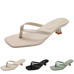 Sandálias de salto alto mulheres chinelos moda sapatos gai flip flops verão tênis planos triplo branco preto verde marrom color56 929