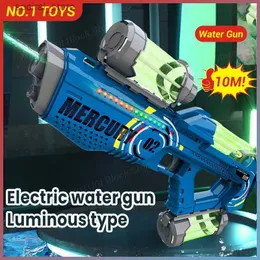 Gun Toys New Electric Water Gun Summer Childrens Outdoor Toy Water Gun Fully Automatic Illumination Continuous Shooting Pistol L240311