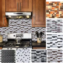 1pc 3d auto-adesivo telha cerâmica imitação de vidro mosaico adesivos de parede papel de parede decalque para cozinha banheiro decor247y