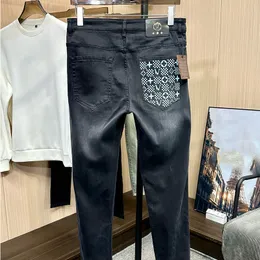 Ungdomsjeans för män jeanbaggy män klassiska byxor tvättade gamla jean denim streetwear orolig rippad cyklist jean smal fit motorcykel rock byxor byxor jeans