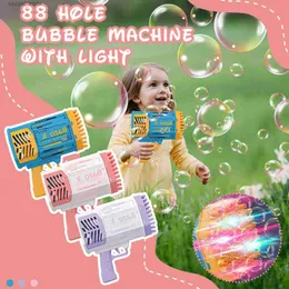 Gun Toys 2022 New 88 Holes Rocket Rocket Bubble Gun Blow Bubbles Gatling Soap Mater Bubble Machine للأطفال في الهواء الطلق Toy L240311