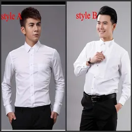 Ny stil toppkvalitet vita mäns bröllopskläder brudgum bär skjortor man skjorta kläder ok02219f