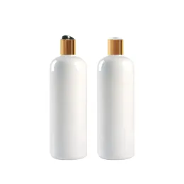 wholesale 20pcs 500ml white empty plastic shampoo bottles with disc caps DIY lotion PET Bottle With Gold Cap, cosmetic packaging LL