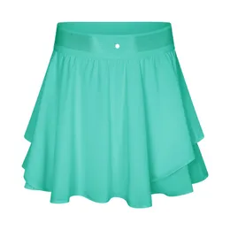 LL Women Sports Yoga Chaints Shorts Shorts Zipper Pleated Tennis Golf Skirt anti التعرض للياقة البدنية مع جيب DK330