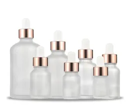 5100 ml Clear Frosted Glass Essential Oil Parfym Bottle Liquid Reagent Pipett Droper Bottle With Rose Gold Cap6213114