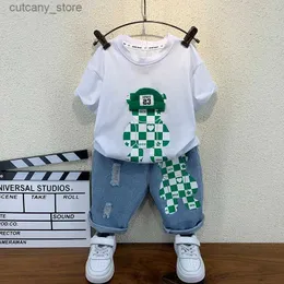 T-shirts Ny Säljer Summer Baby Boys Clothing Set Tops Bear T-shirt +korta byxor 2 stycken Set Kids Boys Age 4 5 6 7 8 9 10 12 Years L0311