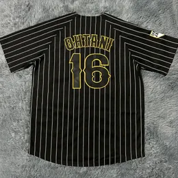 Maglia da baseball Giappone 16 OHTANI Oversize Abbigliamento sportivo da esterno Ricamo Cucito Strisce bianche Estate Hip Hop High Street T-shirt 240305