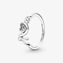 100% 925 Pierścień sercowego Sillerling Srebrny mama dla kobiet Pierścionki ślubne Akcesoria biżuterii