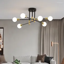 Lustres modernos LED luzes de teto industrial ferro preto dourado nórdico minimalista decoração de casa sala de estar lâmpadas de jantar
