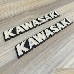 Motorcycle Stickers For Modified Kawasaki Retro Car Street Stereoscopic Aluminum Fuel Tank Hard Standard White Lettering Buoy Decal Me Oty3T