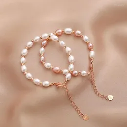 Strand 925 Silver Needle Natural Baroque Freshwater Pearl 팔찌 생일 발렌타인 선물 패션 기질 보석