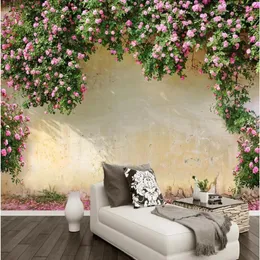 3D vägg väggmålning tapet rosbakgrund väggdekor vardagsrum sovrum tv bakgrund väggtäckning för väggar 3 d blommamuraler2424