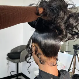Vücut dalgası 360 dantelli peruk insan saçı önceden koparılmış şeffaf 13x4 dantel frontal peruk brezilya saç perukları siyah kadınlar için saç 240228