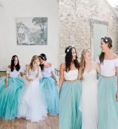 Mint Green Tulle Tutu Skirts 2016 Bridesmaid Dresses For Beach Wedding Party Gowns Women Skirts Floor Length Skirts6625260