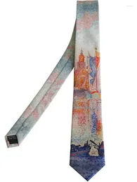 Bow Binds Herren Mode Original Druckkrawatte 7 cm 5,5 cm dunkelblau Gradient Landschaft Chinesischer Stil Retro Geburtstag Krawatte
