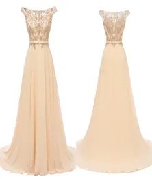 Champagne Bridesmaid Dresses 2021 Cap Sleeve A Line Chiffon Long Formal Cheap Wedding Guest DressMaid Of Honor Dresses For Weddin3289389