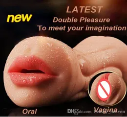 Realistic Vagina Oral Sex Cup Deep Throat with Tongue Teeth Maiden Real Pussy Male Masturbator Artificial Vaginal adult Sex Toys f8437780