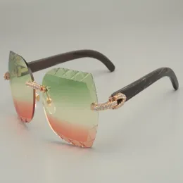 2019 Jahre neue Hornsonnenbrille mit natürlichem schwarzem Muster 830059-B, personalisierte Sonnenbrille mit diamantgravierten Gläsern, Größe 58-18-140 mm, S243i