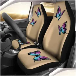 Bilsätets täcker ers med lila och blå ljusa fjärilar som passar för de flesta hinkstolar Girly Protectors släpp leverans bil otjfc