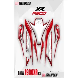 Motorcykelklistermärken 3D Gel Front och bakre mairing Sticker Protector Number Plate Moto Engine Fishbone Decal för F900XR F900 XR 4816502 OTHS5