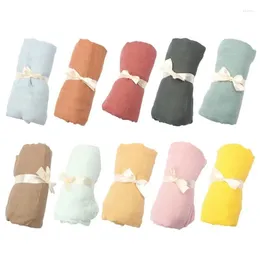 Blankets Swaddling 120X120Cm Baby Muslin Bamboo Fiber Receiving Blanket Infants Ddling Wrap 2 Layers Gauze Sleepsack Towel Solid Color Otgdm