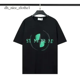 Stones Island T Shirt Company Designe Yüksek Kaliteli Yaz Menswear Nefes Alabilir Gevşek Düğme Rozeti Sokak Moda% 100 Pamuk PO 340