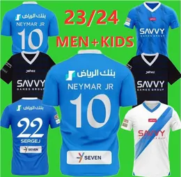 Neymar JR 2023 2024 AL Hilal Saudi Saudi Jerseyshome Away Player Fans الإصدار الثالث Malcom Neves Sergej Vietto Koulibaly Sergej 23 24 Men Top Kids Kit Shirts