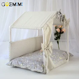 Detachable Dog House Pet Bed Tent Cat Kennel Indoor Bow Design Puppy Mat Sofa Sleeping Bag Winter Nest For Cats Y200330305L