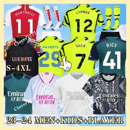 SAKA Soccer Jerseys G. JESUS ODEGAARD RICE HAVERTZ 23 24 25 Gunners MARTINELLI SMITH ROWE NKETIAH ZINCHENKO SALIBA TROSSARD Football Shirt Kids Child Sets Kit shoes