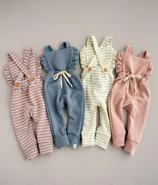 New Born Baby Clothes Backless Striped Ruffle Pagliaccetto Tuta Tuta Vestiti Baby Girl Girl Pagliaccetto per bambini tuta M9314610085