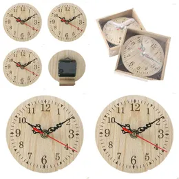 Orologi da parete Stile vintage retrò Orologio da scrivania rotondo in legno piccolo Numeri silenziosi al quarzo per la decorazione domestica Necessità Consegna a goccia Giardino Otz4X