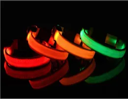 8Colors 4Size Night Safety LED Light Flashing Glow Nylon Pet Dog Collar Small Medium Dog Pet Leash Dog Collar Blinkande säkerhet Col9570532