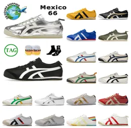 Tiger Mexico 66 Tigers 캐주얼 신발 Onitsukass Summer Canvas 시리즈 여성 남성 디자이너 실버 Off Black White Green Cream Slip-On 운동화 트레이너 스포츠