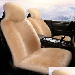 Car Seat Covers Ers Long P Cushion Winter Warm Mobiles Er Tra-Soft Non-Slip Chair Protector Pad Backrest Drop Delivery Automobiles Mot Otzsq