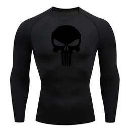 Man تمرين قمصان جمجمة Tshirt الصيفية صالات تجريب تجفيف سريع قميص رياضة العرق الطويل الأكمام tirt mma tracksuit 4xl 240227