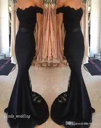 2019 Black Junior Bridesmaid Dress Mermaid Off the Shoulder Lace Maid of Honor Dress Wedding Party Gown Plus Size vestidos damas d5145548