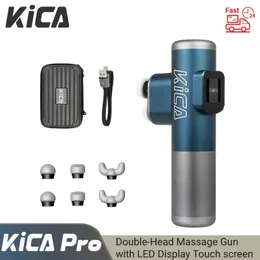 KICA PRO Double Head Massage Gun SMART BODY MASSAGER FÖR MUSCLE MINE RELIEF Fitness Professional Fascial med pekskärm 240309