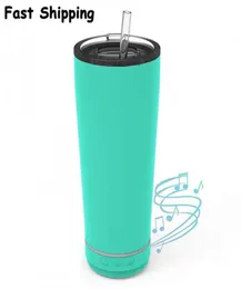 I lager 18oz Creative Bluetooth Music Tumbler Waterproof Speaker Double Wall Thermos rostfritt stål Portable Coffee Cup Mug Ny 2070013