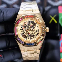 Relógio masculino movimento mecânico automático relógio de designer masculino 45mm relógio de negócios oco todo em aço inoxidável à prova d'água Montre de Luxe
